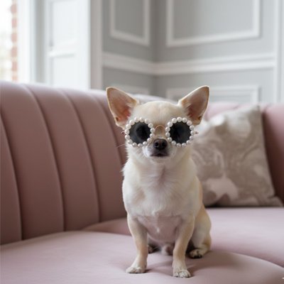 chiwawa avec Lunette chien monture perle
