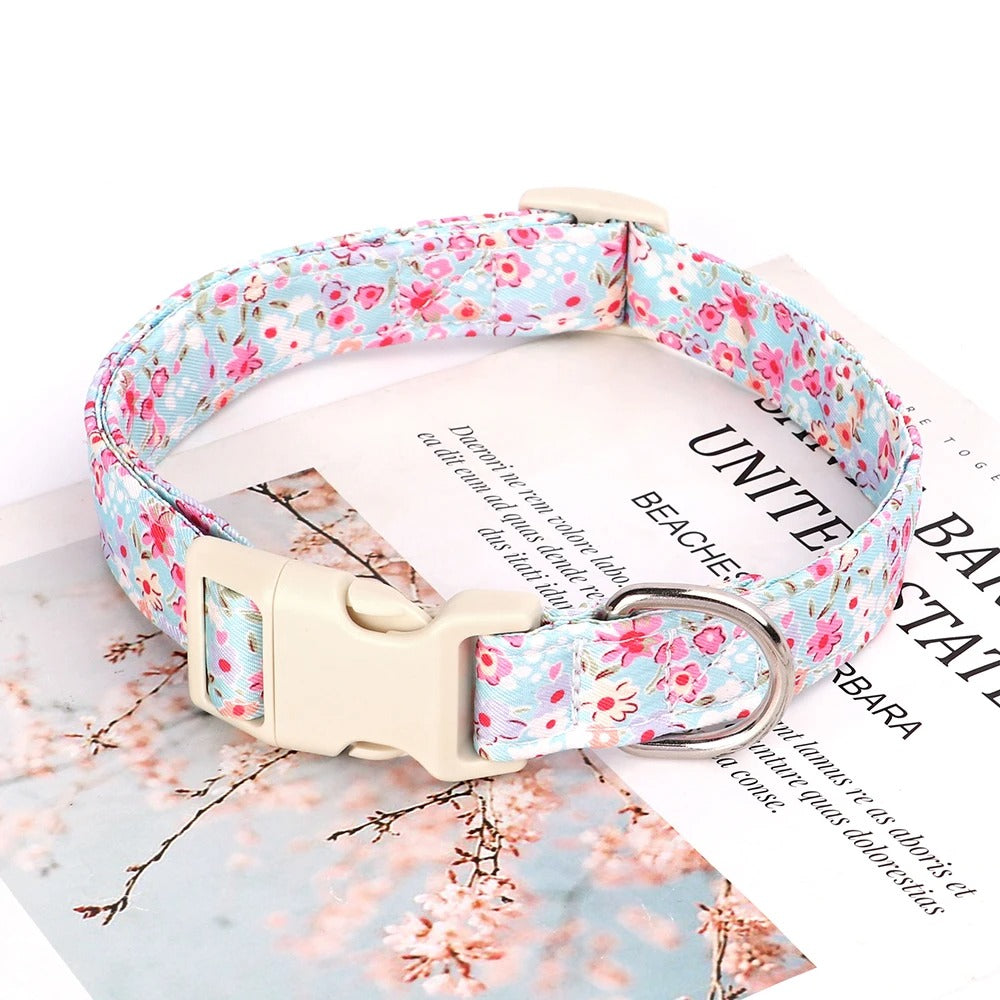 collier-chien-floral-bleu-rose
