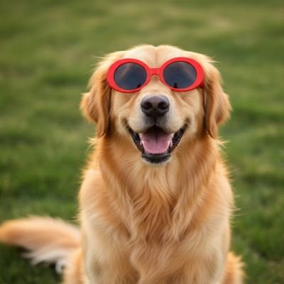 golden avec Lunettes pour chien rouge au look tendance