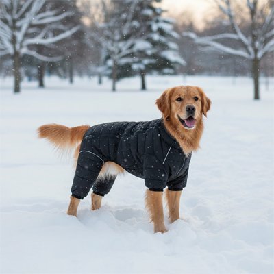 golden retriever portant Doudoune Chien noir design robuste thermique