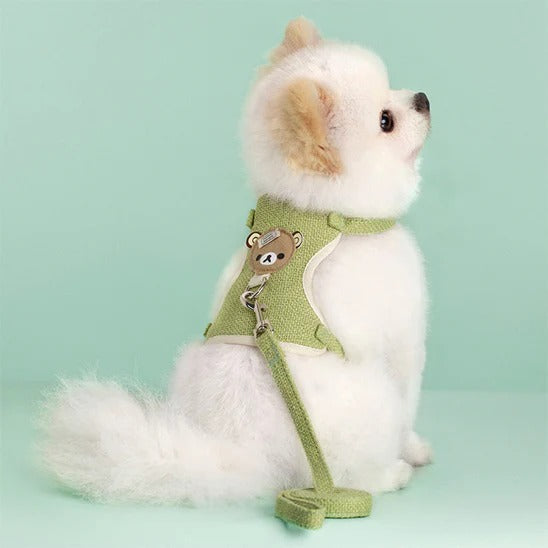 harnais-petit-chien-vert-confortable-ours-teddypuppy