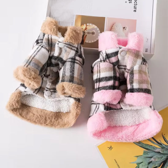 manteau-pour-chien-chaud-beige-rose-style-anglais-toutouchic