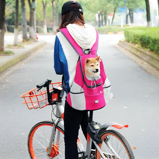 sac-a-dos-chien-rose-balade-velo-excudog