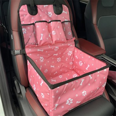Siege auto chien DoggyNest rose motif pattes de chien