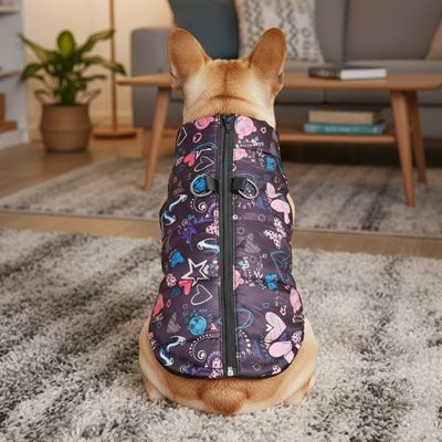 Vetements pour Chien violet motifs cĆur rose