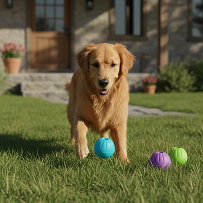 Balle chien FetchBuddy golden retriever jeu parc