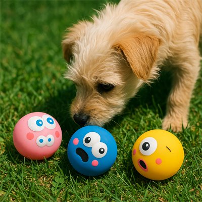 Balle Chien Indestructible rose jaune bleu parc