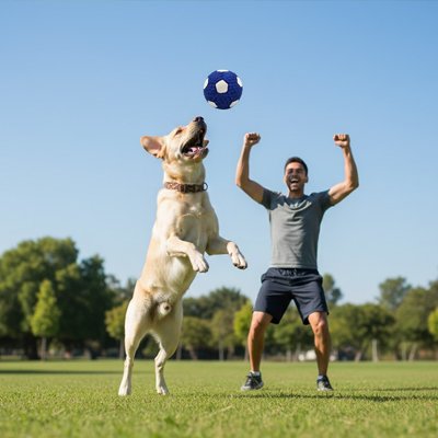 Balle Chien WiggleBall bleu labrador parc entrainement