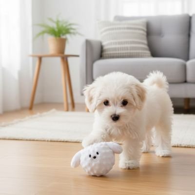 Balle pour Chien PawBounce blanc bichon 