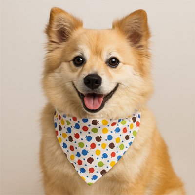 Bandana Chien blanc à motif colorés variés