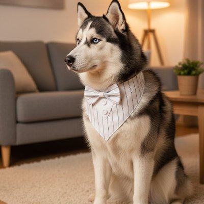 Bandana Chien nœud papillon blanc husky
