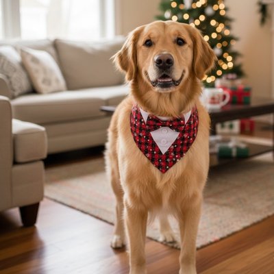Bandana Chien nœud papillon rouge labrador