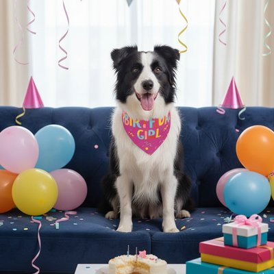Bandana Chien rose motifs anniversaire chienne 