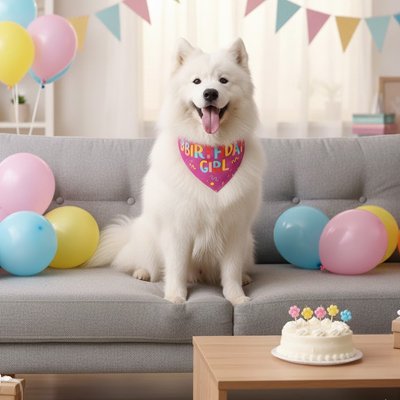 Bandana Chien rose motifs anniversaire femelle