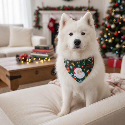 Bandana pour Chien vert motifs noël 