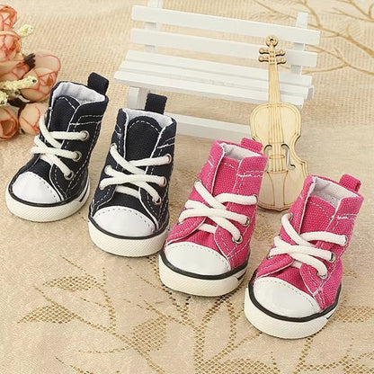 Basket pour Chien coloris noir et rose style sneakers