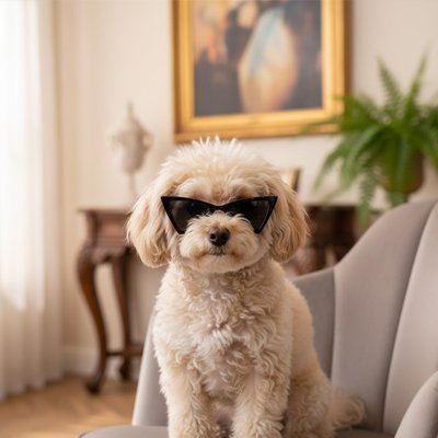 bichon avec Lunettes de soleil pour chien noir mignon