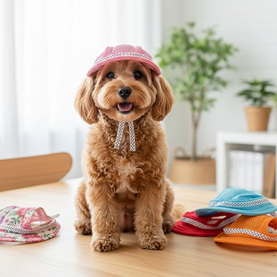  bichon portant Casquette pour chien  DoggoCap rose design 