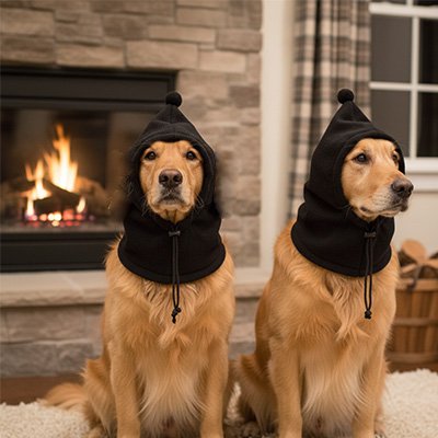 Bonnet chien​ noir polaire ajustable