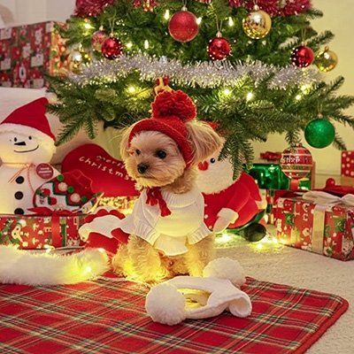 Bonnet pour chien​ hiver rouge avec pompon