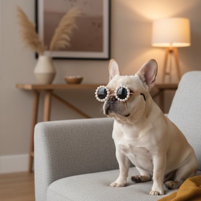 bulldog avec Lunette chien style glamour