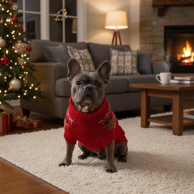 bulldog avec Pull pour Chien rouge festif mignon noël