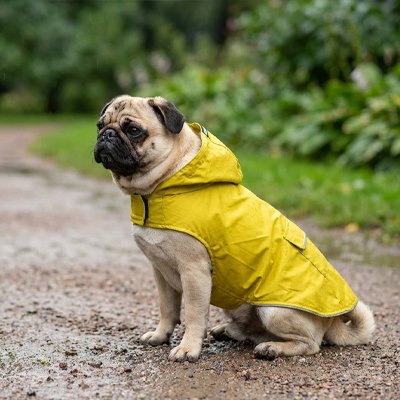 Buuldog avec Impermeable chien​ jaune etanche resistant en balade