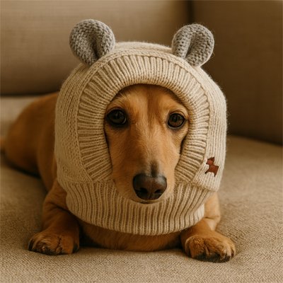 Cagoule pour chien​ tricot brun confortable