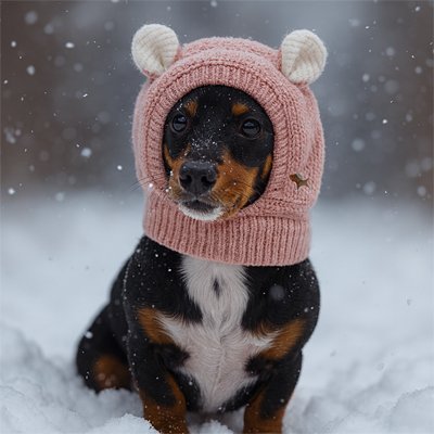 Cagoule pour chien​ tricot rose laine confortable chaude
