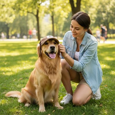 Casquette chien​ PawCap marron anti UV