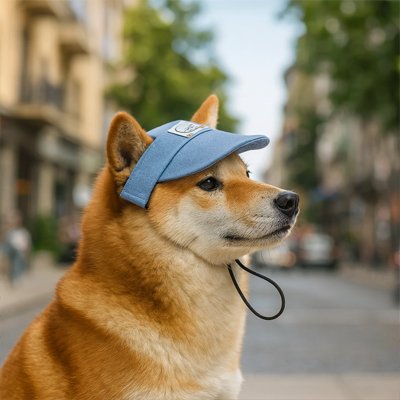Casquette chien​ WoufCap matière jeans bleu légère