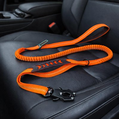 Ceinture de sécurité pour chien Canisecure orange élastique