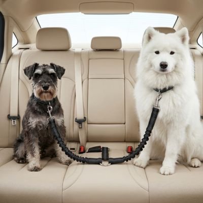Ceinture de sécurité pour chien DoubleSecurity extensible deux chiens