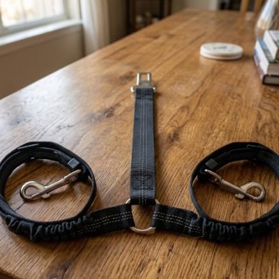 Ceinture de sécurité pour chien DoubleSecurity noir robuste