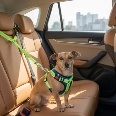 Ceinture de sécurité pour chien PatteZen verte clair robuste