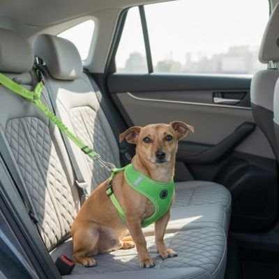Ceinture de sécurité pour chien PatteZen verte pomme 