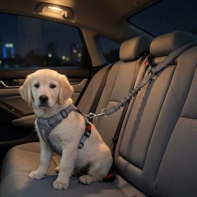 Ceinture de sécurité pour chien PetSecurity grise chiot labrador