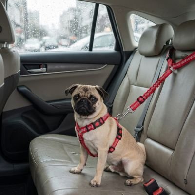 Ceinture de sécurité pour chien PetSecurity rouge robuste
