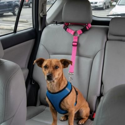 Ceinture de sécurité pour chien SecureDoggo rose ajustable