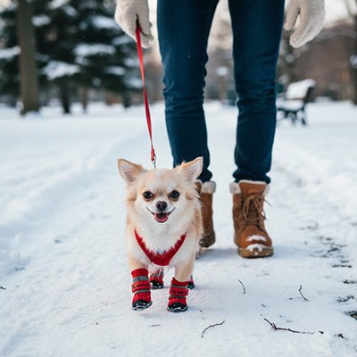 Chaussure pour Chien Chiwawa en en promenade neige
