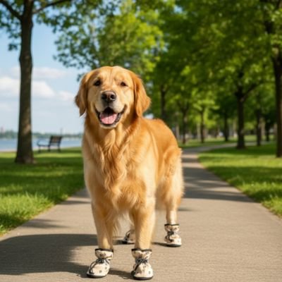 Chaussures Chien sur golden dans parc