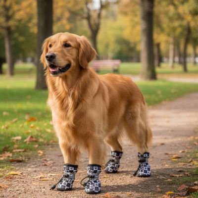 Chaussures Chien sur Golden en promenade