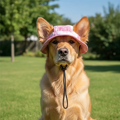chien avec Casquette pour chien​s PupLook rose parc