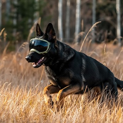 chien avec Lunette pour chien kaki anti uv resistante