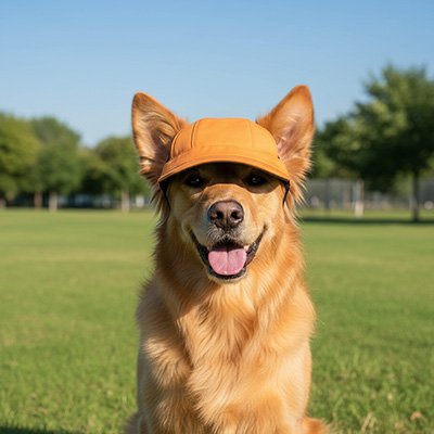chien poils long avec  Casquette pour chien DoggoCap