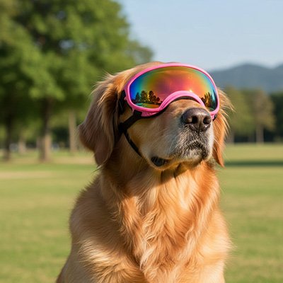 chienne avec Lunette pour chien style retro montures rose