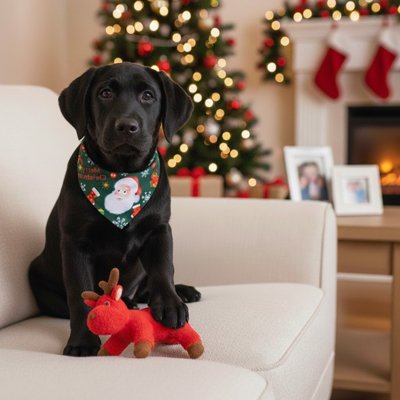 chiot avec Bandana pour Chien vert motifs noël