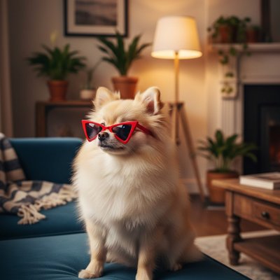 chiwawa avec Lunette de soleil pour chien rouge stylées