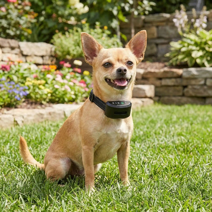collier anti aboiement sans douleur PeaceBark chiwawa jardin