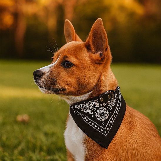 Collier Bandana noir motifs style mandala blanc